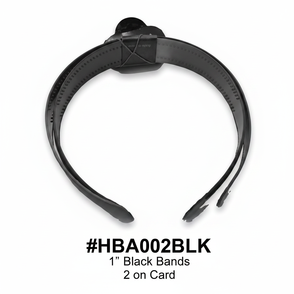 Black Hair Bands 2pcs Card #HBA002BLK