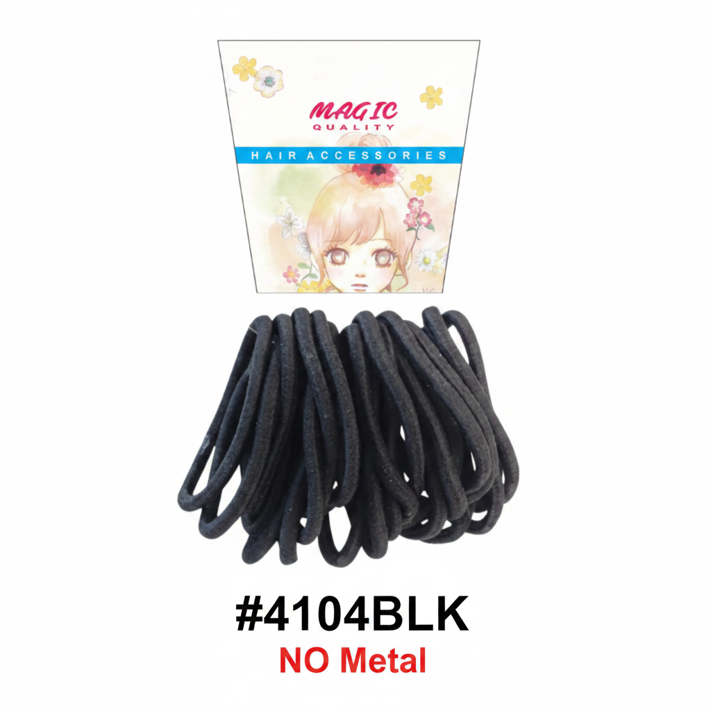 Magic Quality Hair Ties No Metal - Black #4104BLK