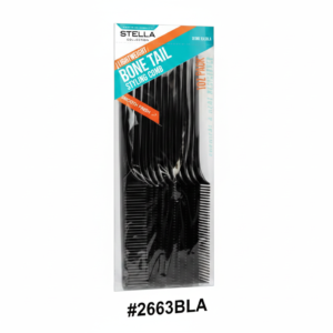 Stella Collection Lightweight Bone Tail Styling Comb Black 12pcs Pack #2663BLA