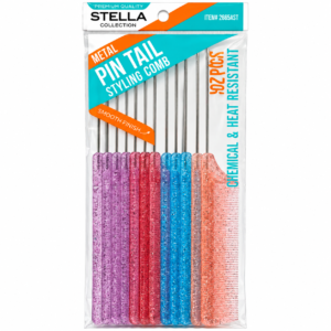 Comb Stella Pin Tail Glittery Ast Colours 12Pcs #2665GLI