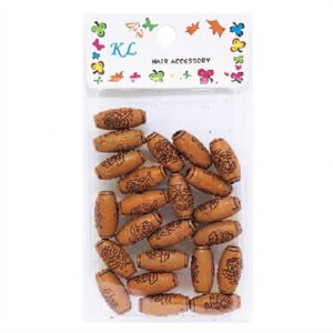 KL Hair Accessory, Wooden Engraved Beads #MC22