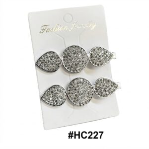 Fashion Jewelry, Silver Rhinestone Teardrop Hair Clips #HC227