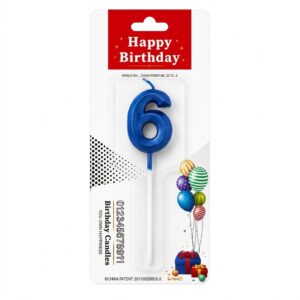 6 Birthday Candle BLUE #YEAR6