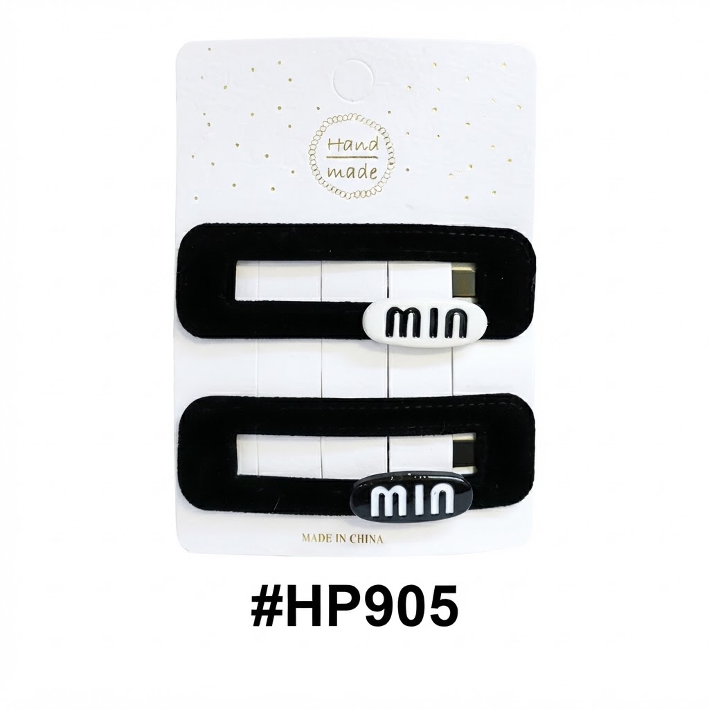 Handmade, Rectangular Hair Clips with “Min” #HP905