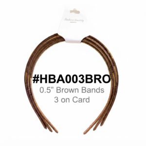 Brown Slim Hair Bands 3pcs Card #HBA003BRO