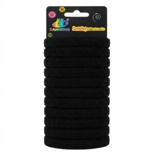 Black Thick Hair Elastics Card #15009BLK