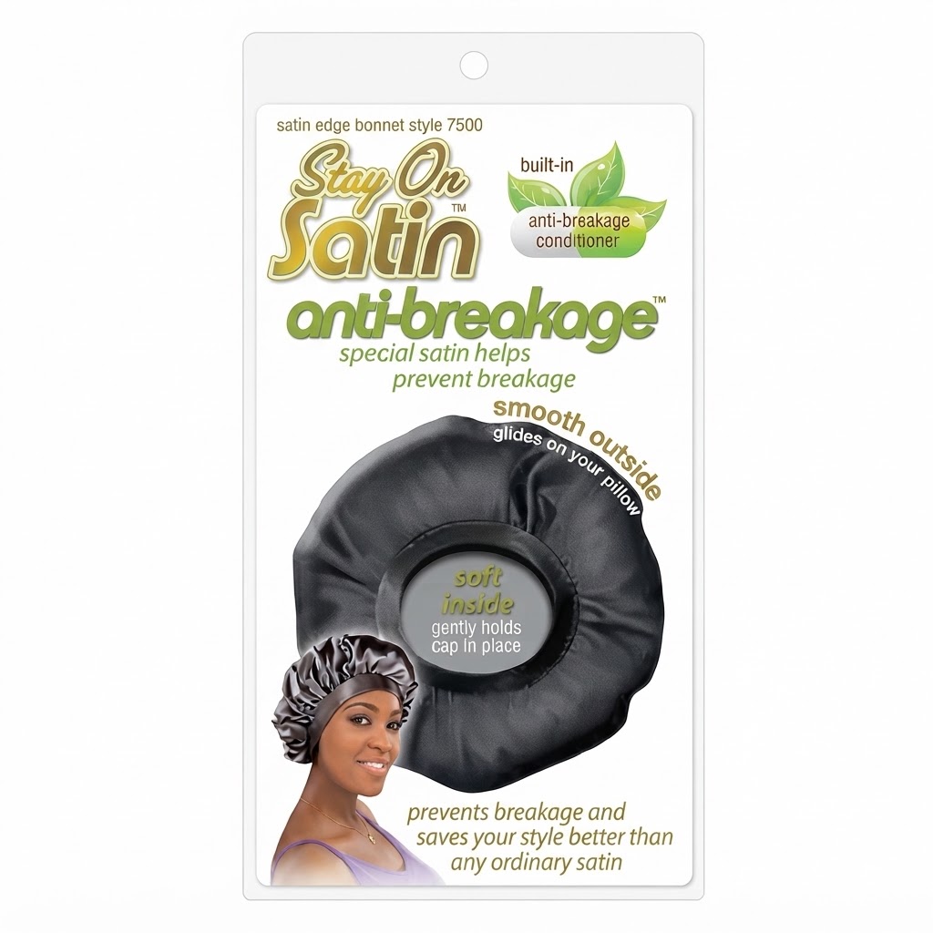 Stay On Satin Anti-Breakage Satin Edge Bonnet Black #7600