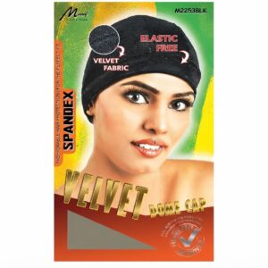 Velvet Dome Cap Elastic-Free Black #M2253AST