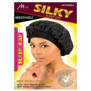 Silky Sleep Cap Black Extra Wide Band #M7000BLK