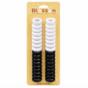 Candie Two-Tone Black & White Spiral Pony Rings Pack #15022