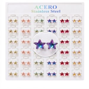 Crystal Stainless Steel Stud Star Design Display Card #112232