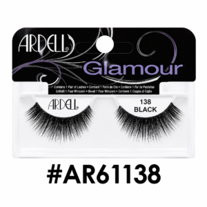 Ardell Glamour 138 Black false eyelashes (#AR61138) packaging on a pure white background