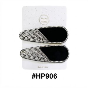 Handmade, Black Velvet Hair Clips with Crystal #HP906