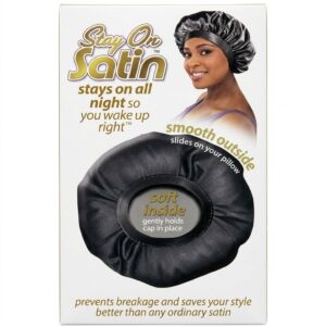 Stay On Satin Bonnet - Black Smooth Outside, Soft #600BLK
