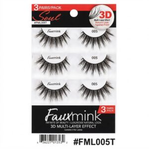 Response Soul Faux Mink Lashes - #FML005T 3 Pairs Pack - 3D Multi-Layered Lashes