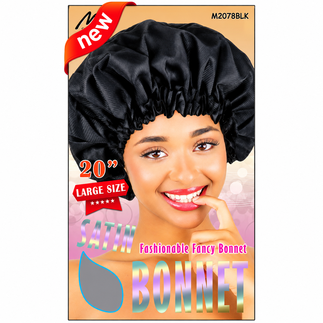 Satin Fancy Bonnet Large Size Assorted & Black #M2078BLK - Image 2