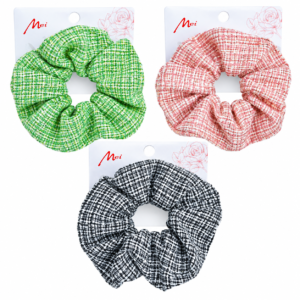 Mei Tweed Hair Scrunchies Mixed Colours 3Pcs #SC803