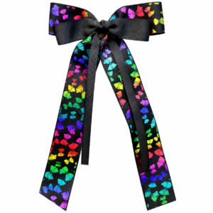 Jojo Medium Tail Black Rainbow Butterfly Hair Bow Clip #JOJO19