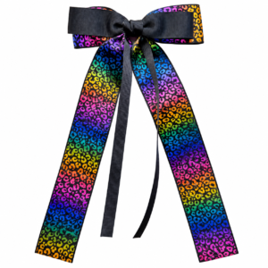Jojo Medium Tail Black Rainbow Leopard Hair Bow Clip #JOJO24