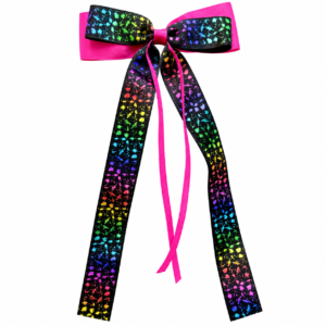 Jojo Medium Tail Black Pink Rainbow Hair Bow Clip #JOJO15