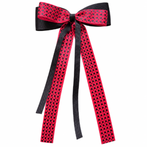 Jojo Medium Tail Black Red Heart Hair Bow Clip #JOJO17