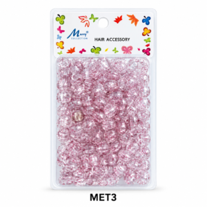Murry Collection Jumbo Glitter Hair Beads Clear Red MET3
