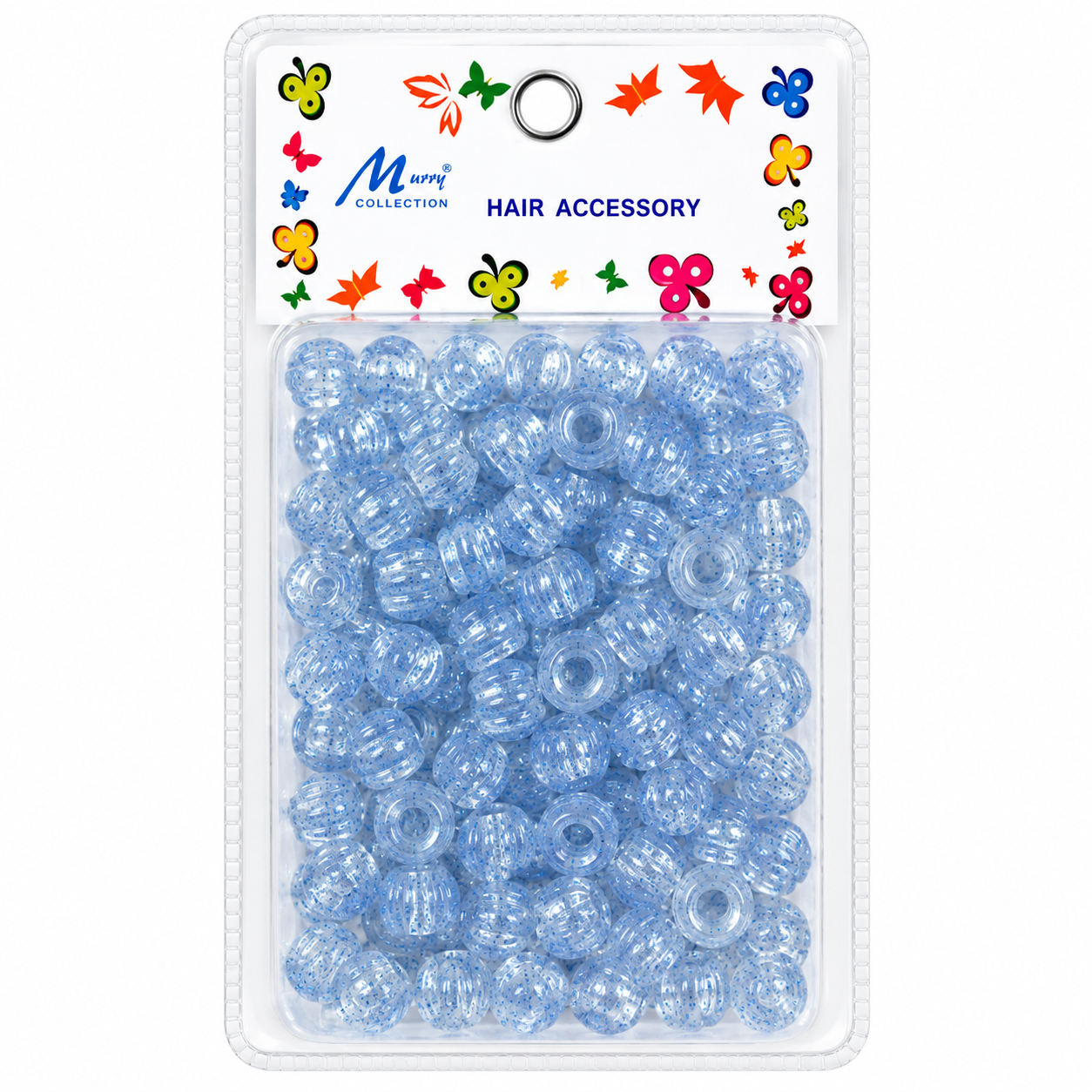 Murry Collection Jumbo Glitter Hair Beads Clear Blue MET5