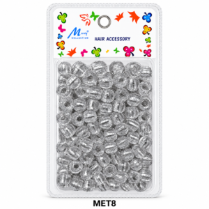 Murry Collection Jumbo Glitter Hair Beads Clear Black MET8