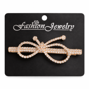 Rose Gold Rhinestone Bow Hair Pin 1 Piece #37016