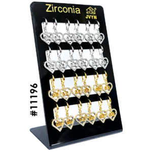 Zirconia Double Heart Style Hooked Earrings Display Pack #11196