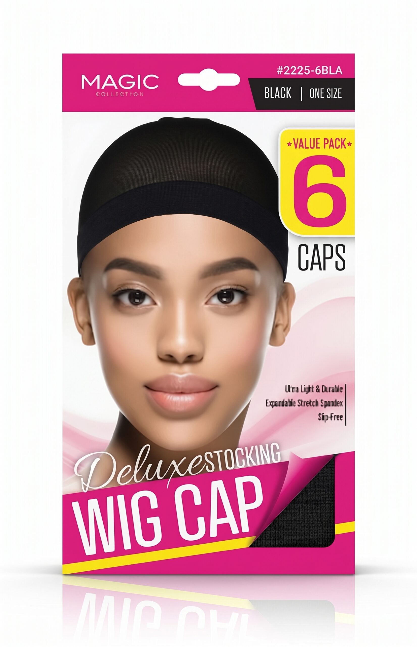 Wig Cap Black Deluxe Stocking Value Pack - 6 Caps #2225-6BLA