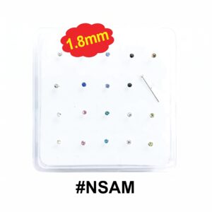 1.8mm Assorted Colour Crystal Nose Studs1-Pack Display #NSAM