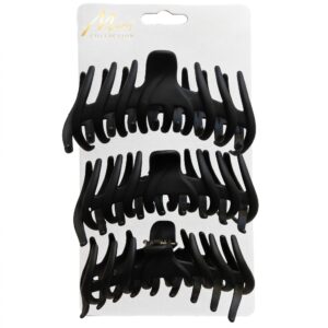 Jaw Clip 3 pc On Card Large Black Mate #CL990