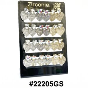Zirconia Heart Drop Earrings Assorted Shades CZ Pavé Crystal Display Card #22205GS
