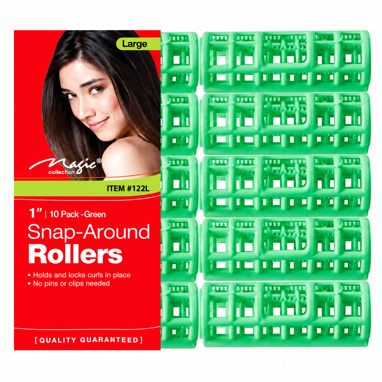 Small blue Snap-Around Rollers 14 pack hair rollers with Magic collection packaging on a white background
