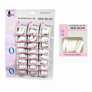 Adoro Nail White On Card 24 Assorted Tips #NA24WHI