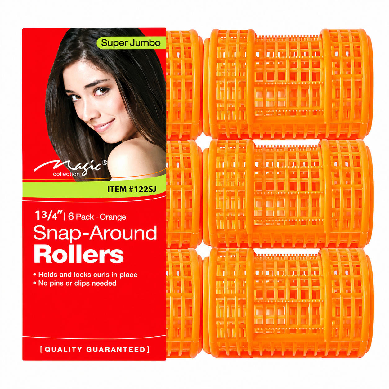 Small blue Snap-Around Rollers 14 pack hair rollers with Magic collection packaging on a white background