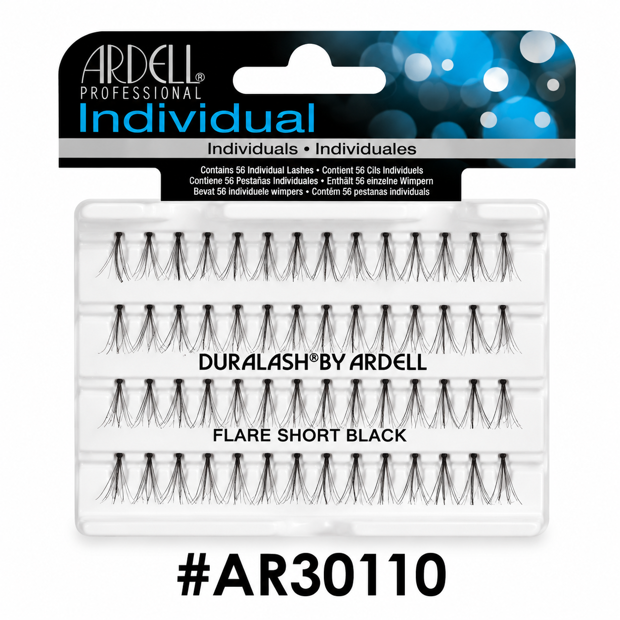 Ardell Professional Individual DuraLash Flare Short Black lash clusters (#AR30110) packaging on a pure white background