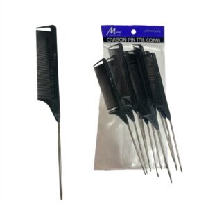 Loose Wide Teeth Pin Tail Comb in black, ideal for hair styling and sectioning