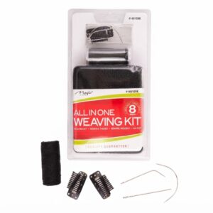 All In One black weaving kit with weaving thread needles and hair accessories