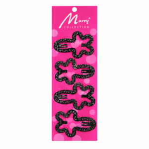 Extra large black hair clip pins on card, four piece hair accessories set