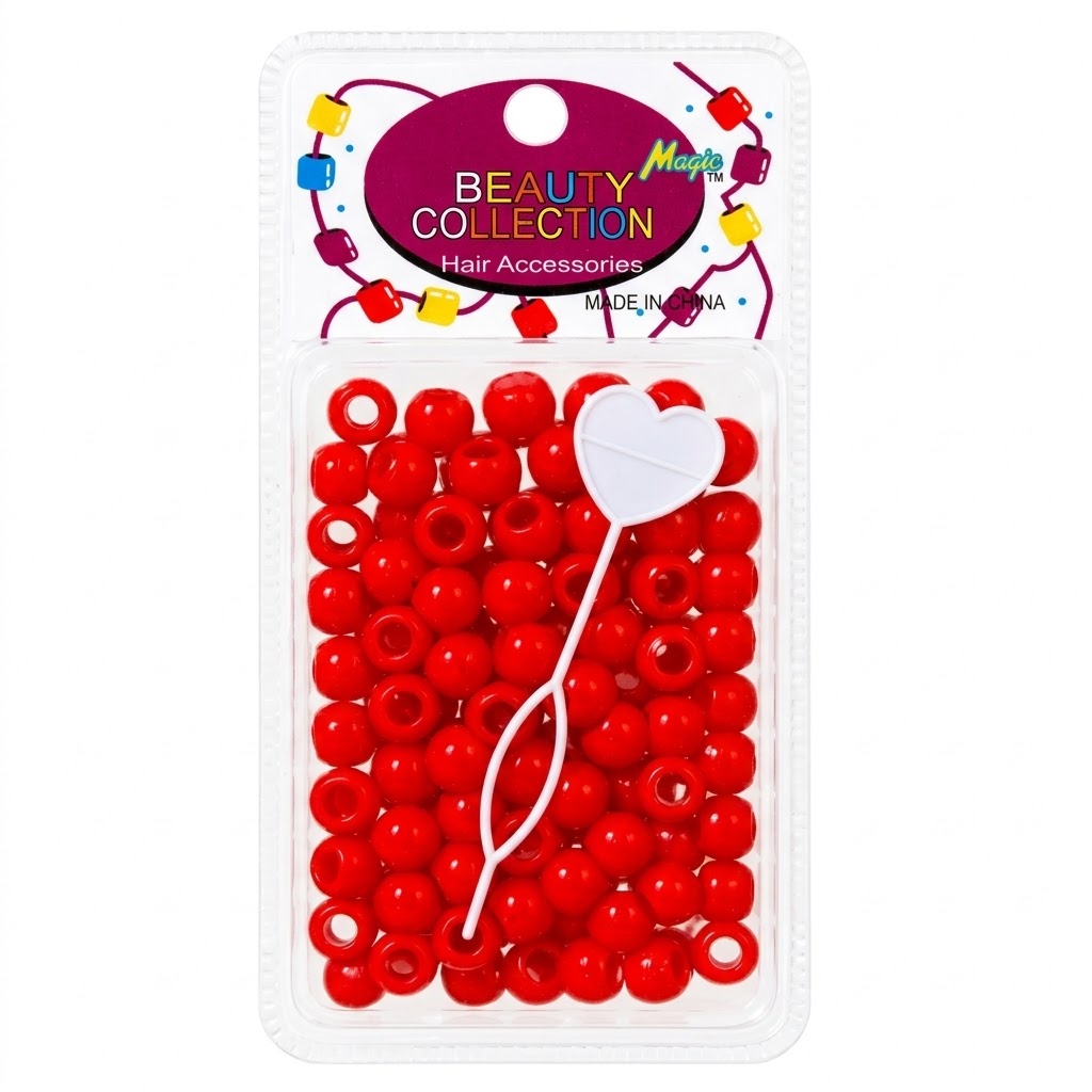 Vibrant red round beads for hair styling and accessories