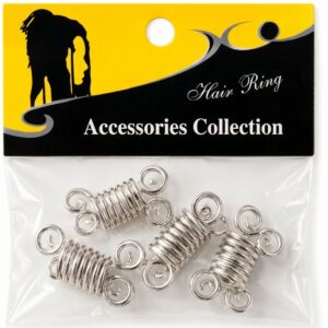 Silver Braid Spring Hair Beads in a pack, perfect for hair styling and braids.