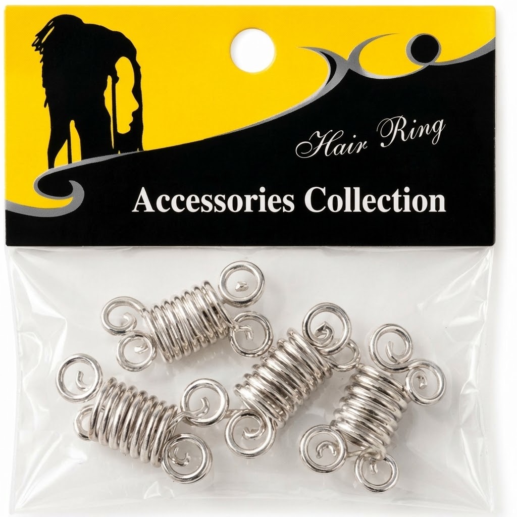 Silver Braid Spring Hair Beads in a pack, perfect for hair styling and braids.