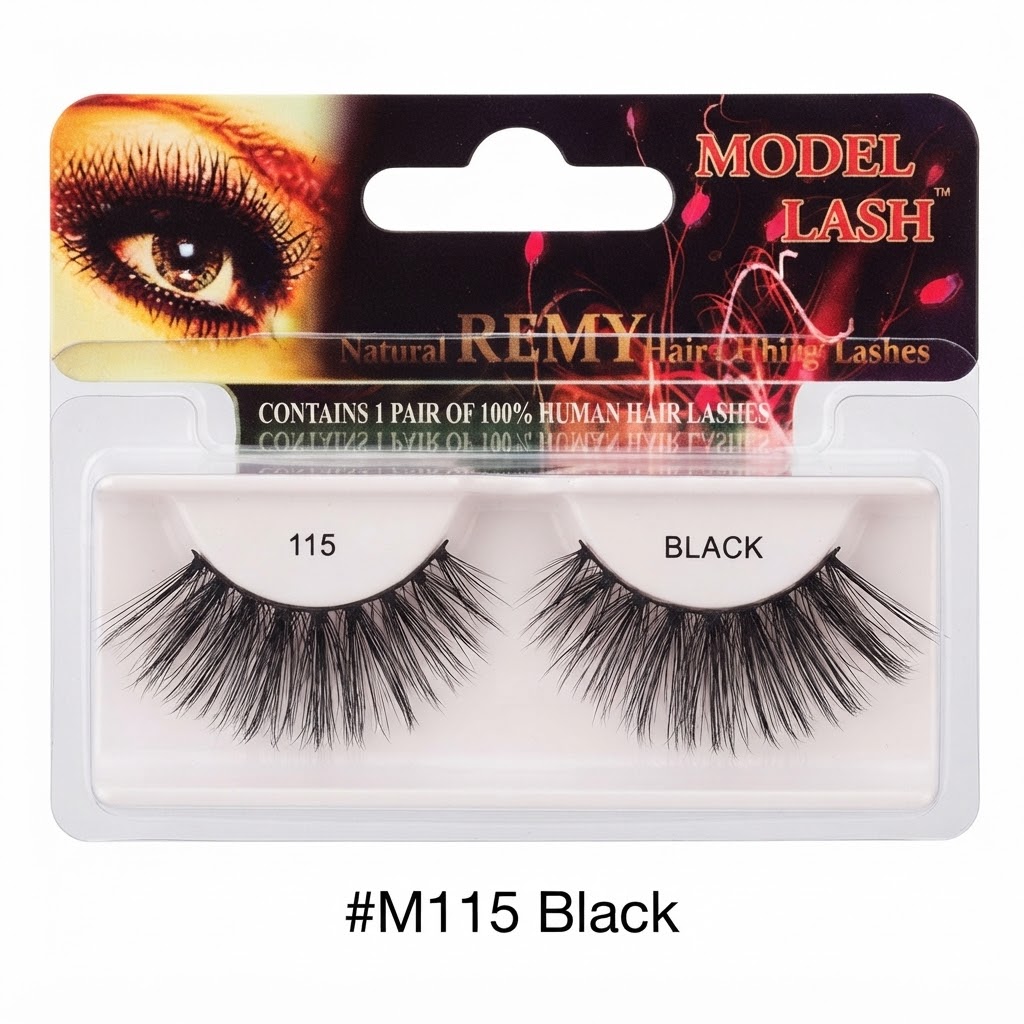 Remy Natural False Lashes - Model Lash 115 Black (#M115)