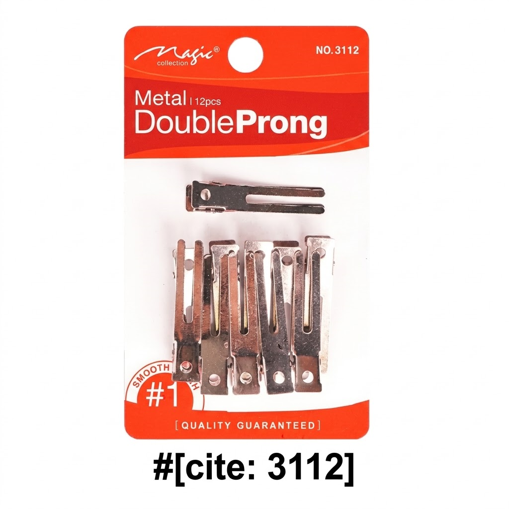 Magic Collection metal double prong clips, 12 pcs, item 3112, retail pack
