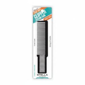 Stella Flat Top Clipper Styling Comb Black Smooth Finish #24722