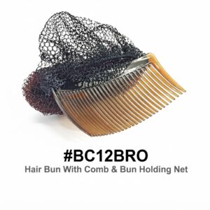 Hair Bun With Comb & Bun Holding Net - Brown #BC12BRO