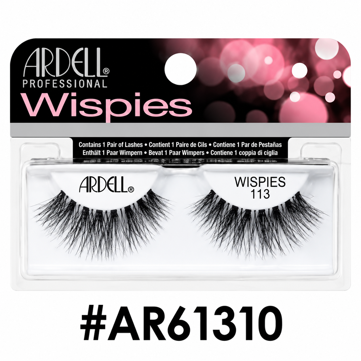 Ardell Professional Wispies 113 Black false eyelashes (#AR61310) packaging on a pure white background