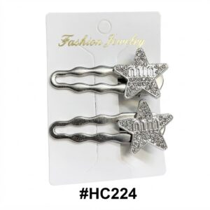 Fashion Jewelry, Silver Star Rhinestone Hair Clips #HC224